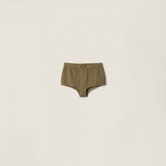 Miu Miu Garment-dyed ribbed boxer shorts Military Green Miu Miu Garment-dyed ribbed boxer shorts Military Green