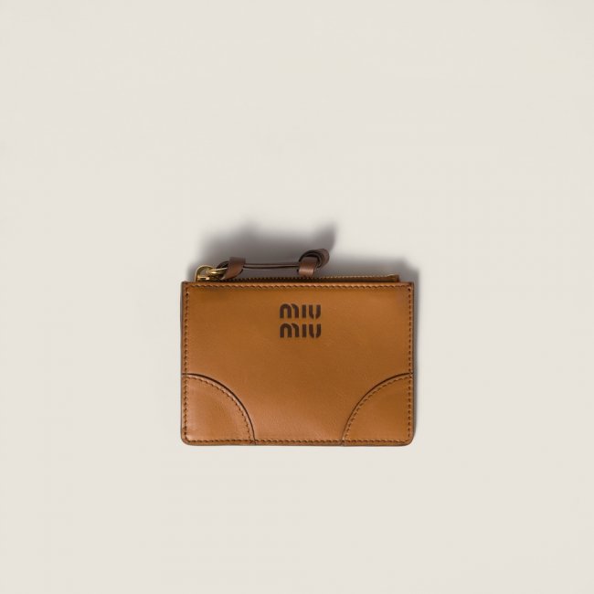 Miu Miu Leather card holder Cognac / Palisander Miu Miu Leather card holder Cognac / Palisander