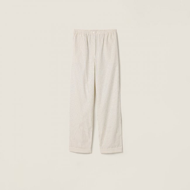 Miu Miu Striped poplin pajama pants Cream Miu Miu Striped poplin pajama pants Cream