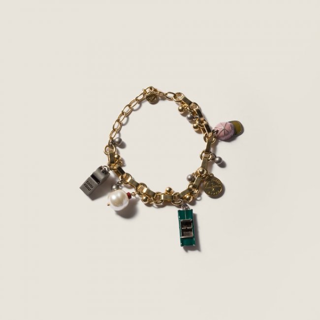 Miu Miu Metal charm bracelet Gold / Multicolor Miu Miu Metal charm bracelet Gold / Multicolor