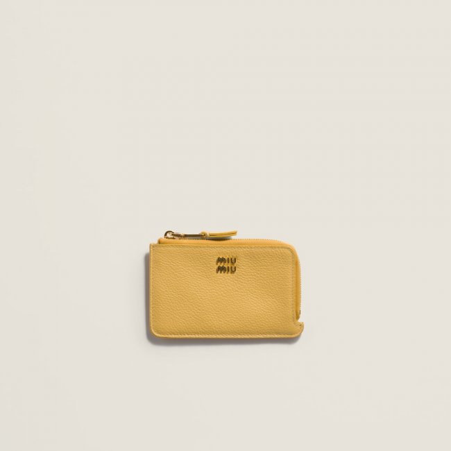 Miu Miu Leather pouch card holder Yellow Miu Miu Leather pouch card holder Yellow