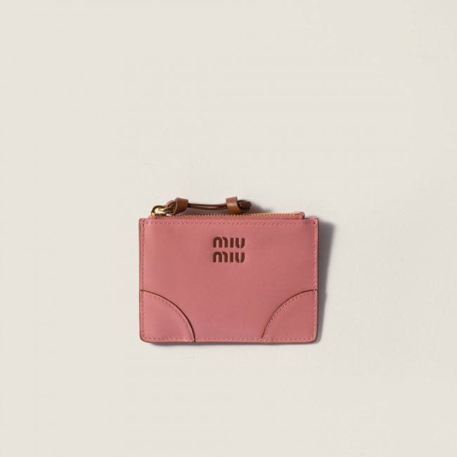 Miu Miu Leather card holder Camelia / Cognac Miu Miu Leather card holder Camelia / Cognac