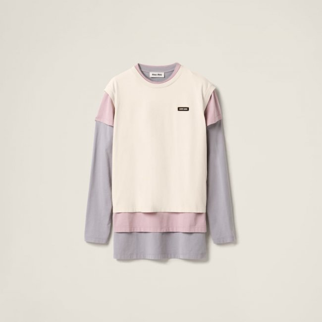 Miu Miu Set of 3 Jersey T-shirts Opal / Granite / Sand Miu Miu Set of 3 Jersey T-shirts Opal / Granite / Sand