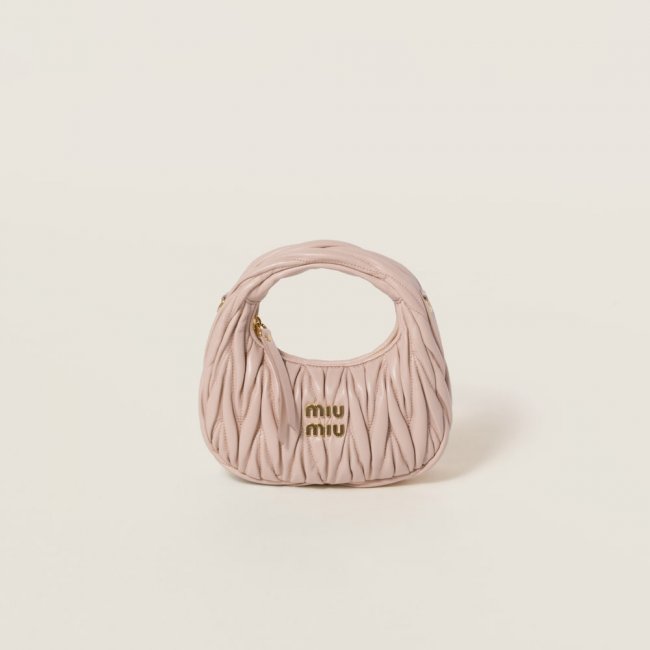 Miu Miu Wander matelassé nappa leather hobo mini-bag Powder Pink Miu Miu Wander matelassé nappa leather hobo mini-bag Powder Pink