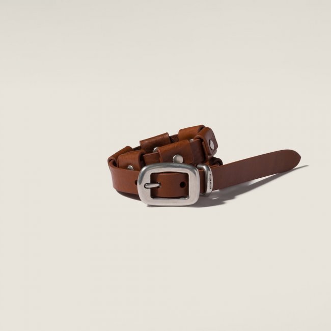 Miu Miu Leather bracelet with buckle Tobacco / Silver Miu Miu Leather bracelet with buckle Tobacco / Silver