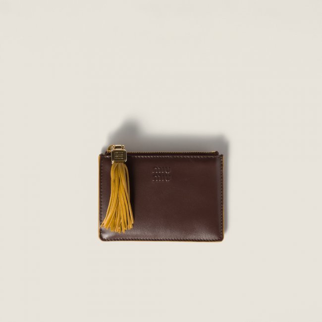 Miu Miu Leather card holder Briarwood / Whisky Miu Miu Leather card holder Briarwood / Whisky