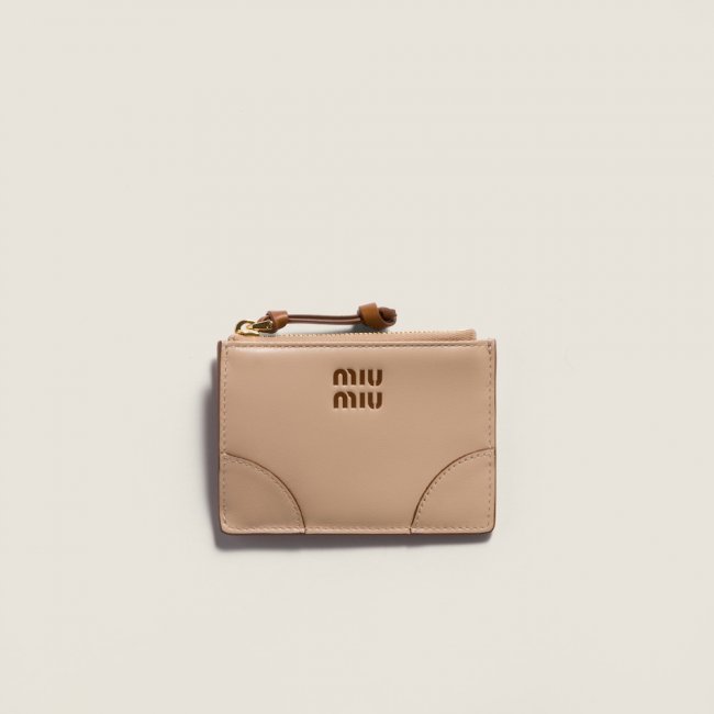 Miu Miu Leather card holder Cord / Cognac Miu Miu Leather card holder Cord / Cognac